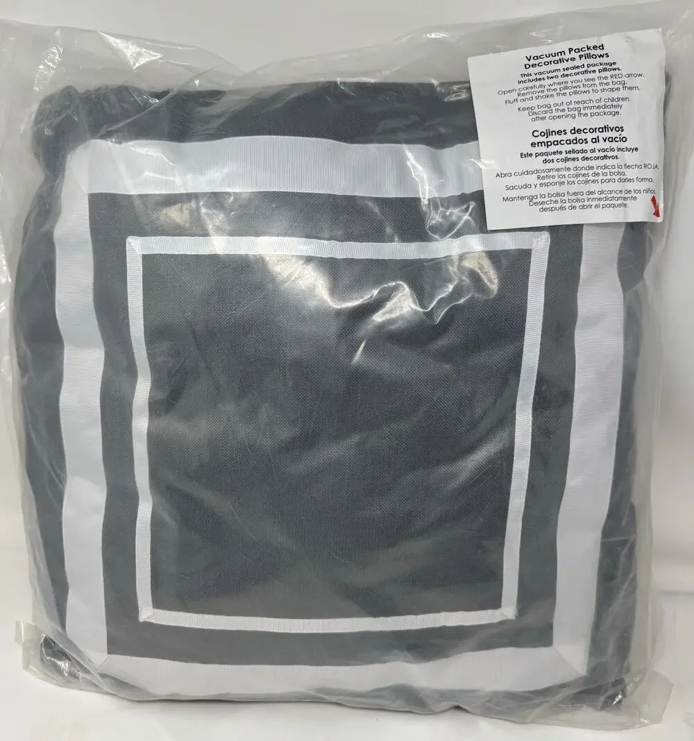 Mainstays Black White Geometric Decorative Throw Pillow 16x16 Vacuum Packed